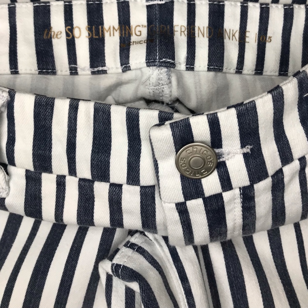 Chico’s So Slimming Striped Girlfriend Jeans - 6 - Picture 13 of 17